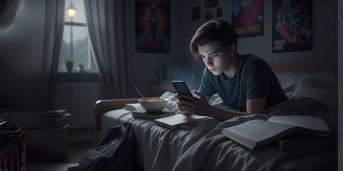 Illustration showing the impact of social media on mental health in teens