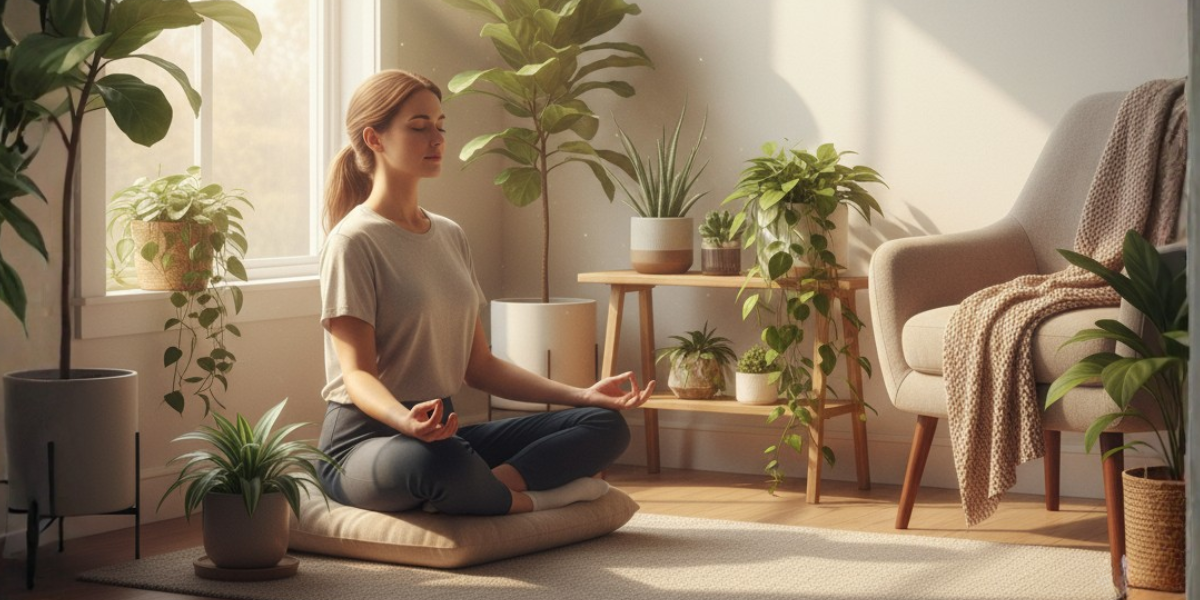 morning routines for anxiety control — peaceful meditation in sunlight to start the day calmly