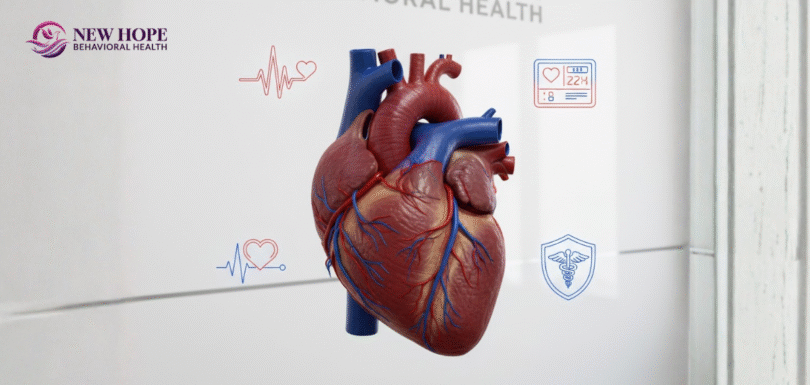 What is cardiomyopathy — visual illustration of heart structure showing weakened or enlarged heart muscle and blood flow.