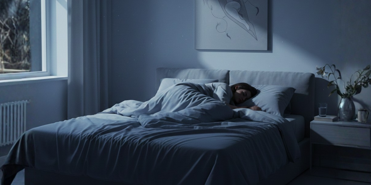 A peaceful bedroom setup representing the connection between sleep and depression.