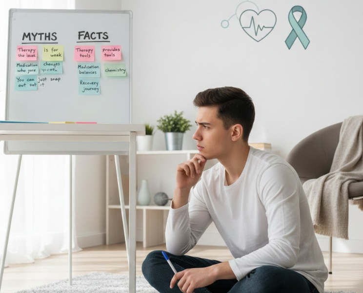 mental health myths and facts concept