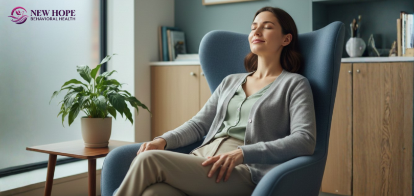 Common mental health myths about stress and anxiety represented through a realistic calm and balanced mental health concept